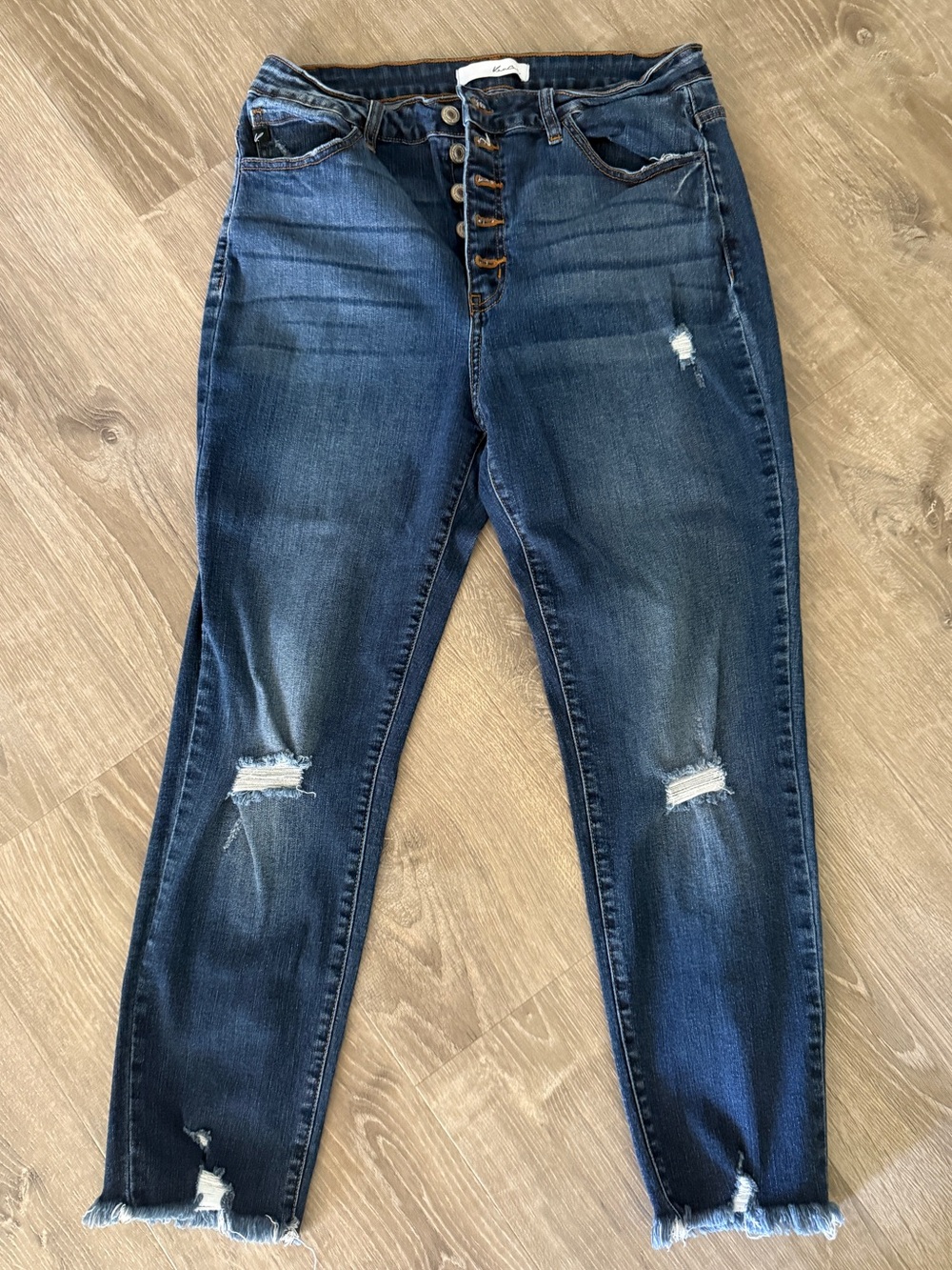 KanCan Distressed Boyfriend Jeans - Dark Blue